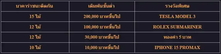 ตารางรายระเอียดโปรโมชั่น